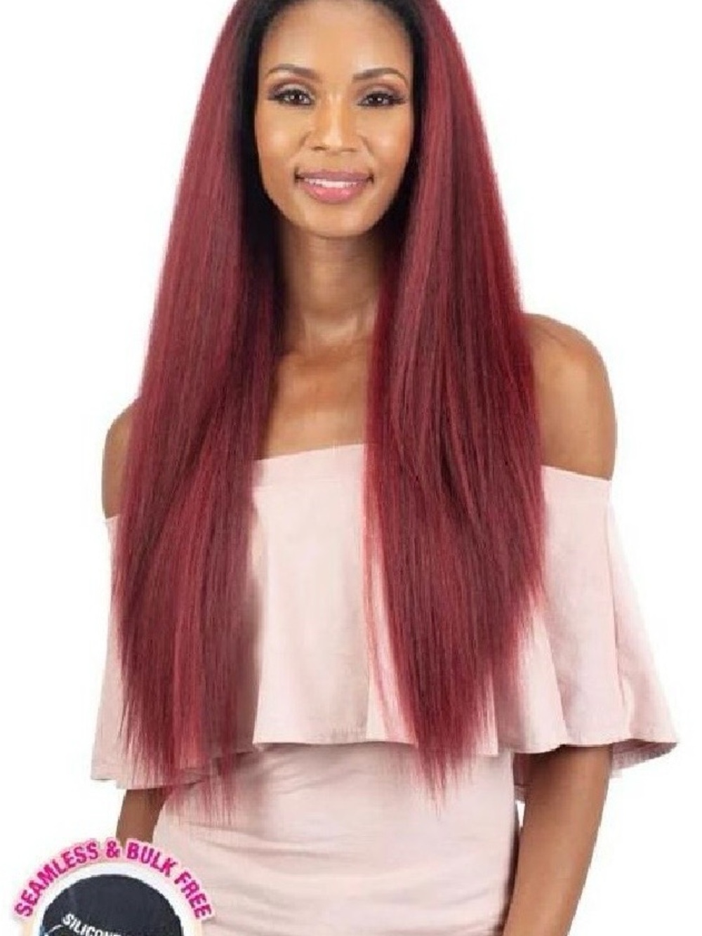 Light Yaki Straight  Women’s Full Cap Wig- Color FHRedRose